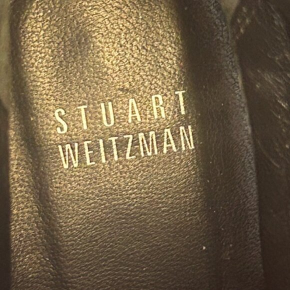 STUART WEITZMAN Black Leather Silver Stud Cushion Strap Pull on Harness Boots 8M - Picture 2 of 16